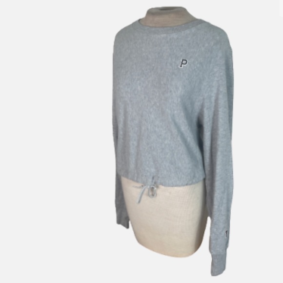 Pink Victoria's Secret Drawstring Waist Sweatshirt Gray - Picture 2 of 7